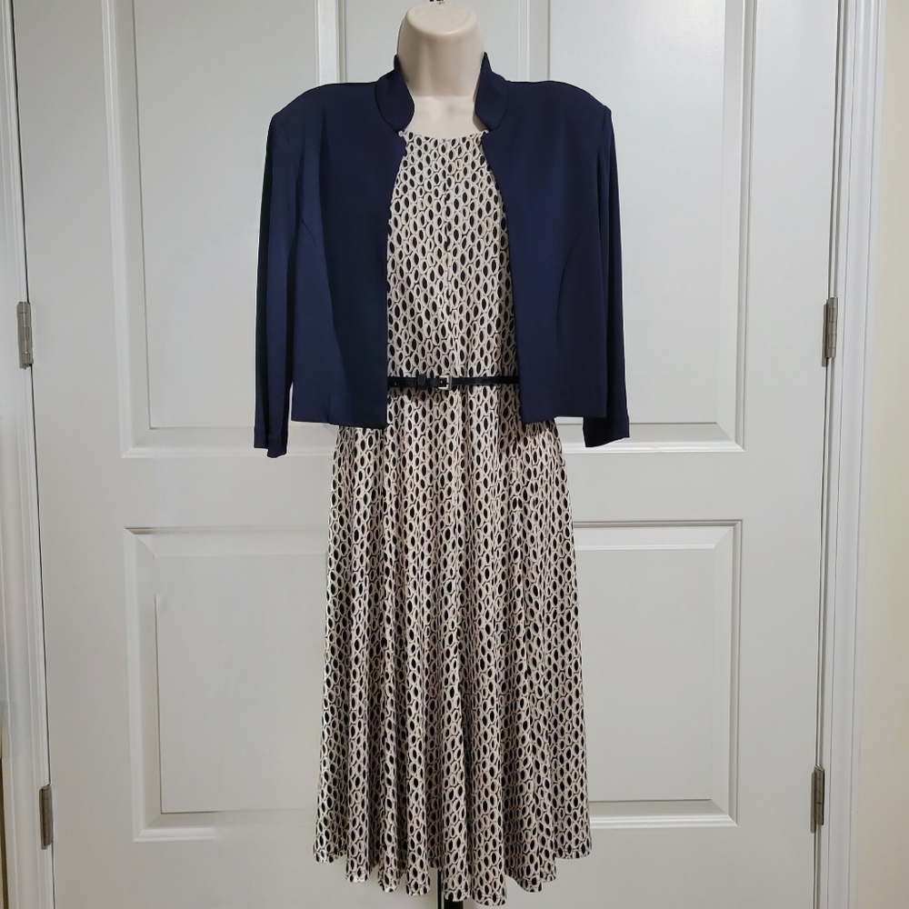 Jessica Howard 2 PCS Set Dress & Blazer with Removable Belt